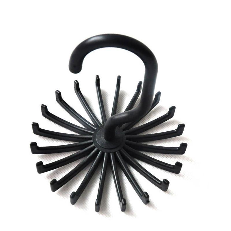 20 Claw 360 Degree Black Tie Rack Plastic Multi-functional Rotating Rack Scarf Belt Jewelry Collection Rack