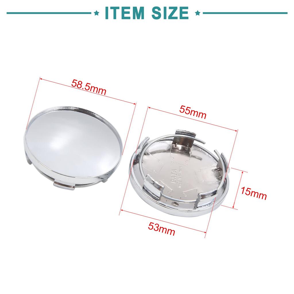 ACROPIX Wheel Center Hub Caps 58.5mm Diameter 5 Lugs Auto Wheel Tire Center Hub Cap Cover Silver Tone 4pcs