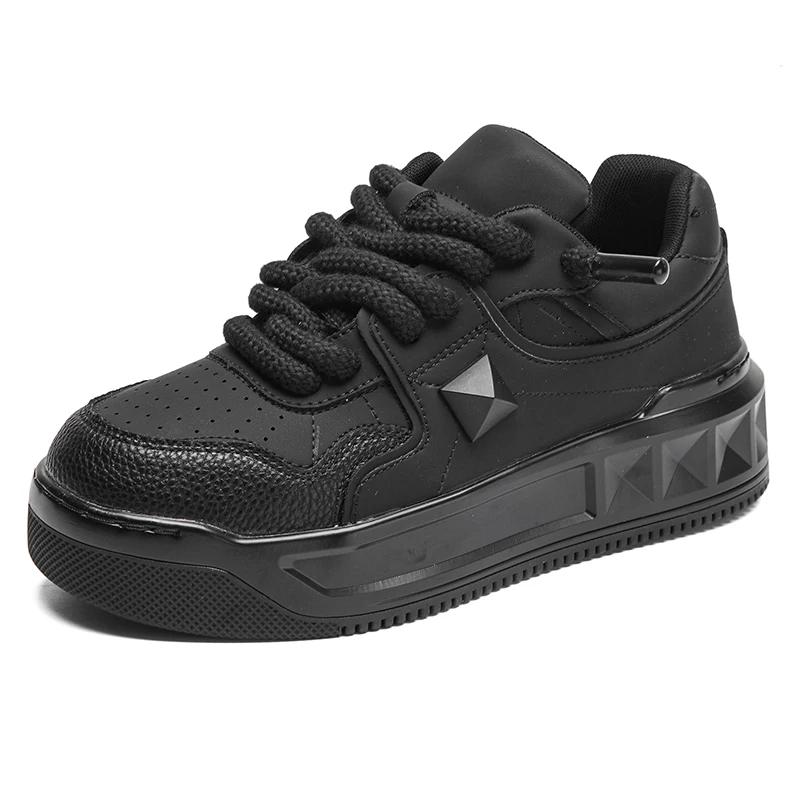 

Осенние мужские повседневные кроссовки с заклепками на платформе для тенниса, кроссовки для баскетбола, мужские кроссовки для скейтбординга, белые 44 39 чёрный