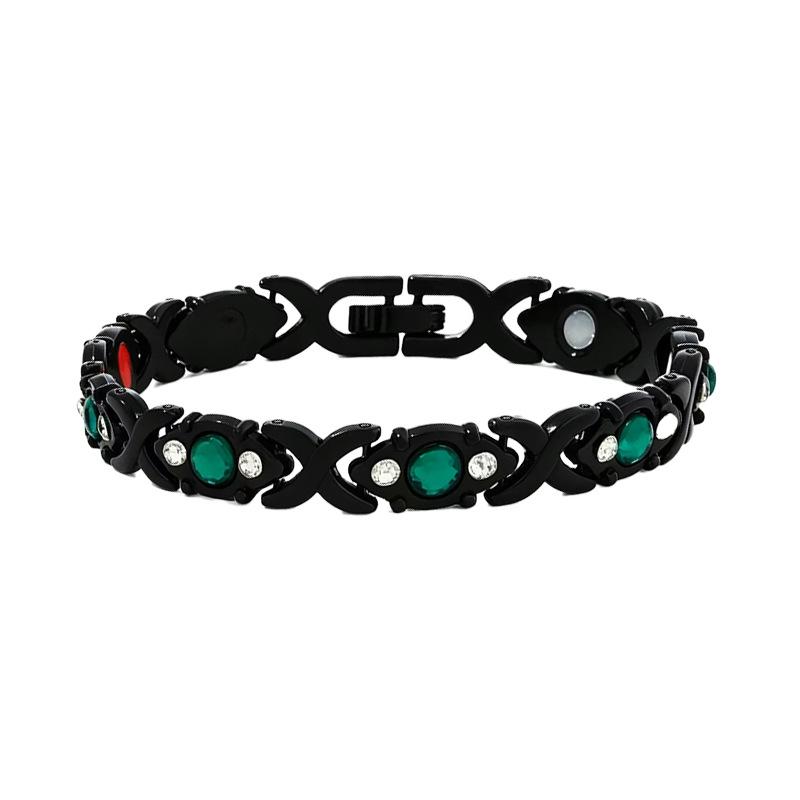 Eco-friendly European & American Fashion Detachable Magnetic Stone Bracelet with Diamond Inlays; Adjustable Women's Alloy Bangle.