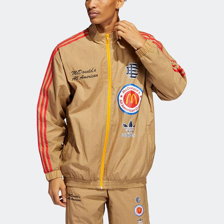 adidas Originals Trefoil X Eric Emanuel McDonalds Striped Sports Jacket 1 Men Outerwear Brown HI5589