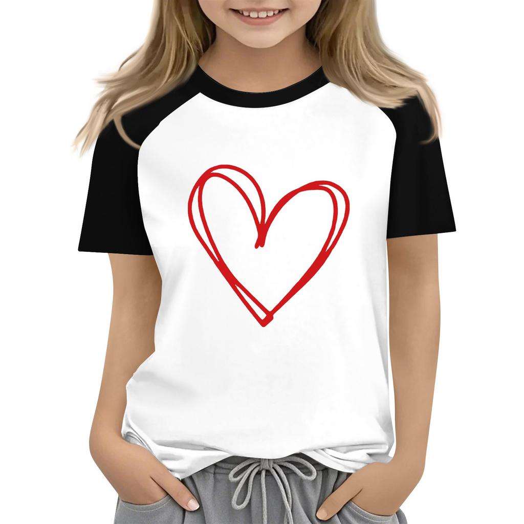 Oberteile für junge Mädchen 4-16 Jahre Rundhals Kurzarm Trendige Oberteile