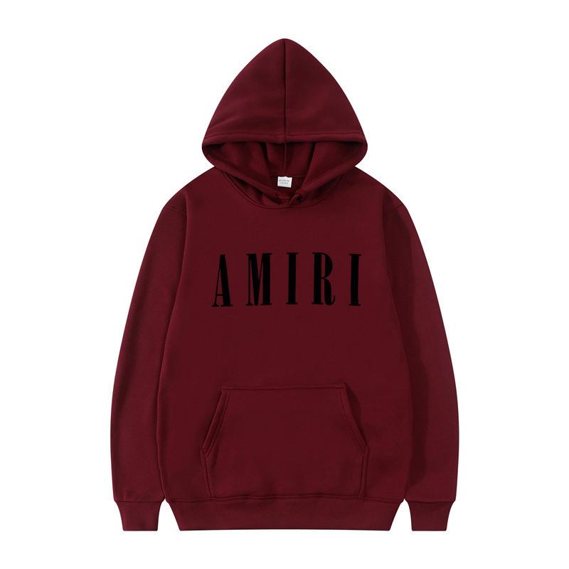 Autumn Winter Fleece Men's Amiri Hooded Loose Fit Trendy Brand Hoodie
