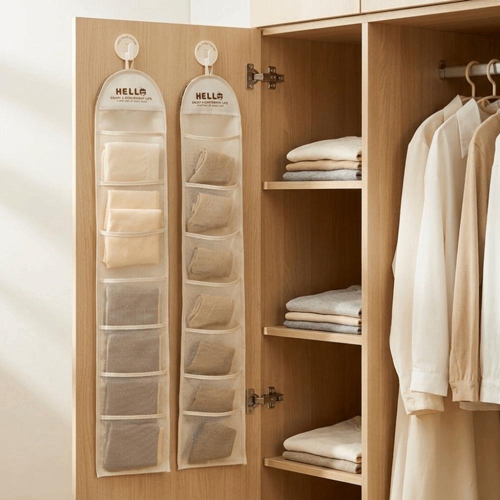 7 Grid Underwear Storage Bag Wall-mounted Hair Accessory Bag Space Saving Hanging Bag Organizer