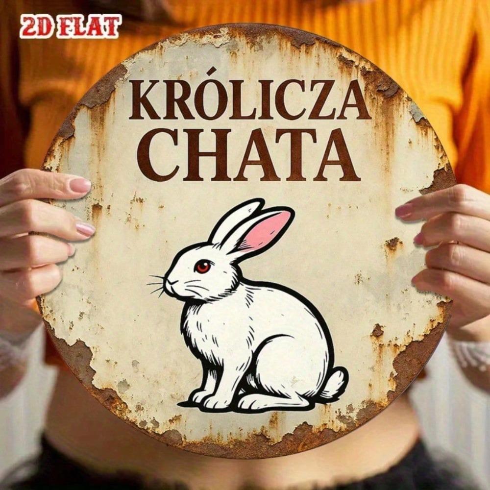 Vintage Metal Wall Art Rabbit House Sign Rustic Kitchen Decor