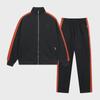 Men's Autumn/Winter Embroidered Casual Sports Suit with Stand-Up Collar and Zipper Cardigan.