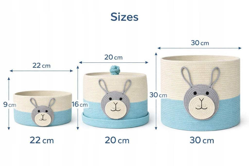 RABBIT BASKET SET 3 pcs CHILDREN' TOY BASKET HANDMADE