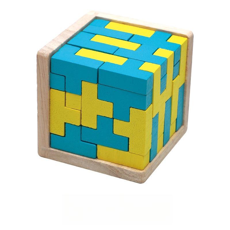 1PC 3D Educational Toy, Perfect Birthday Party Gift for Puzzle Lovers - Wooden Rubik's Cube Set for Brain Training and Spatial Reasoning