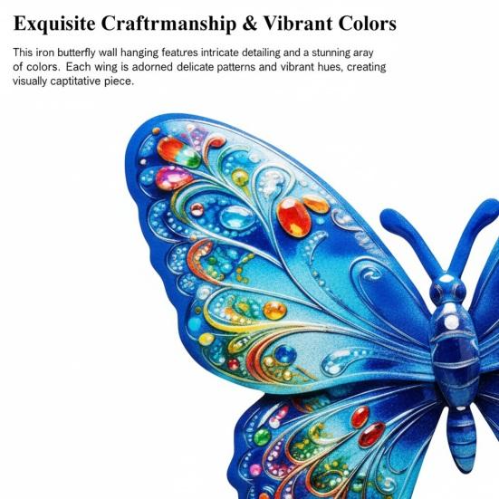 Yousheng Metall Schmetterling Wanddeko Außen Zaun Wandkunst Skulptur 3D Eisen Schmetterling Hängende Dekoration für Frühling Garten Terrasse Balkon Haus Hof