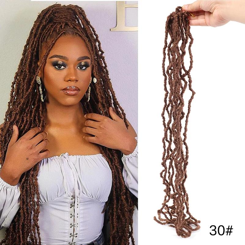 Kelebek Locs Tığ Örgüsü Saç 14 İnç Önceden Döngülenmiş Yıpranmış Locs Tığ Örgüleri