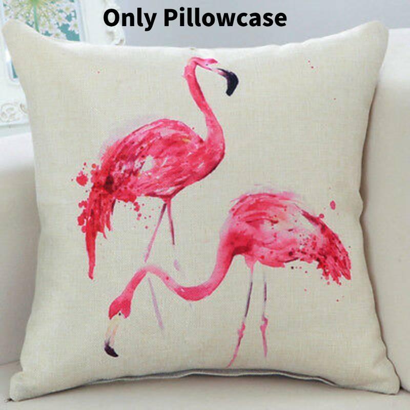 Adorable New Ins Flamingo Cartoon Soft Linen Throw Pillow For Cozy Sofa Decor