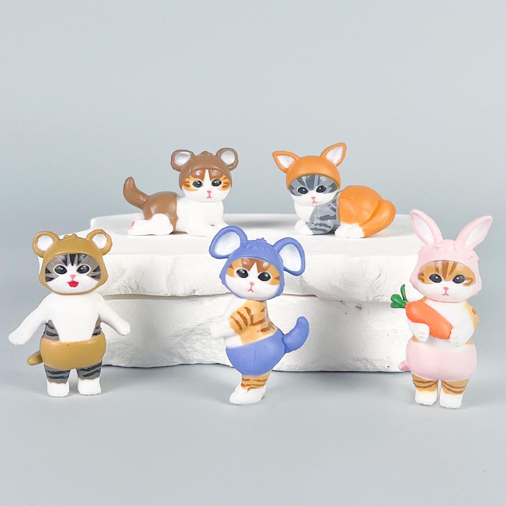 Cute Cat Mofusand Animal Costume Model Ornament Set For Desktop Decoration