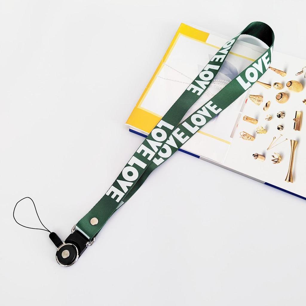 Stylish LOVE Silk Phone Lanyard with Woven Strap and Name Tag
