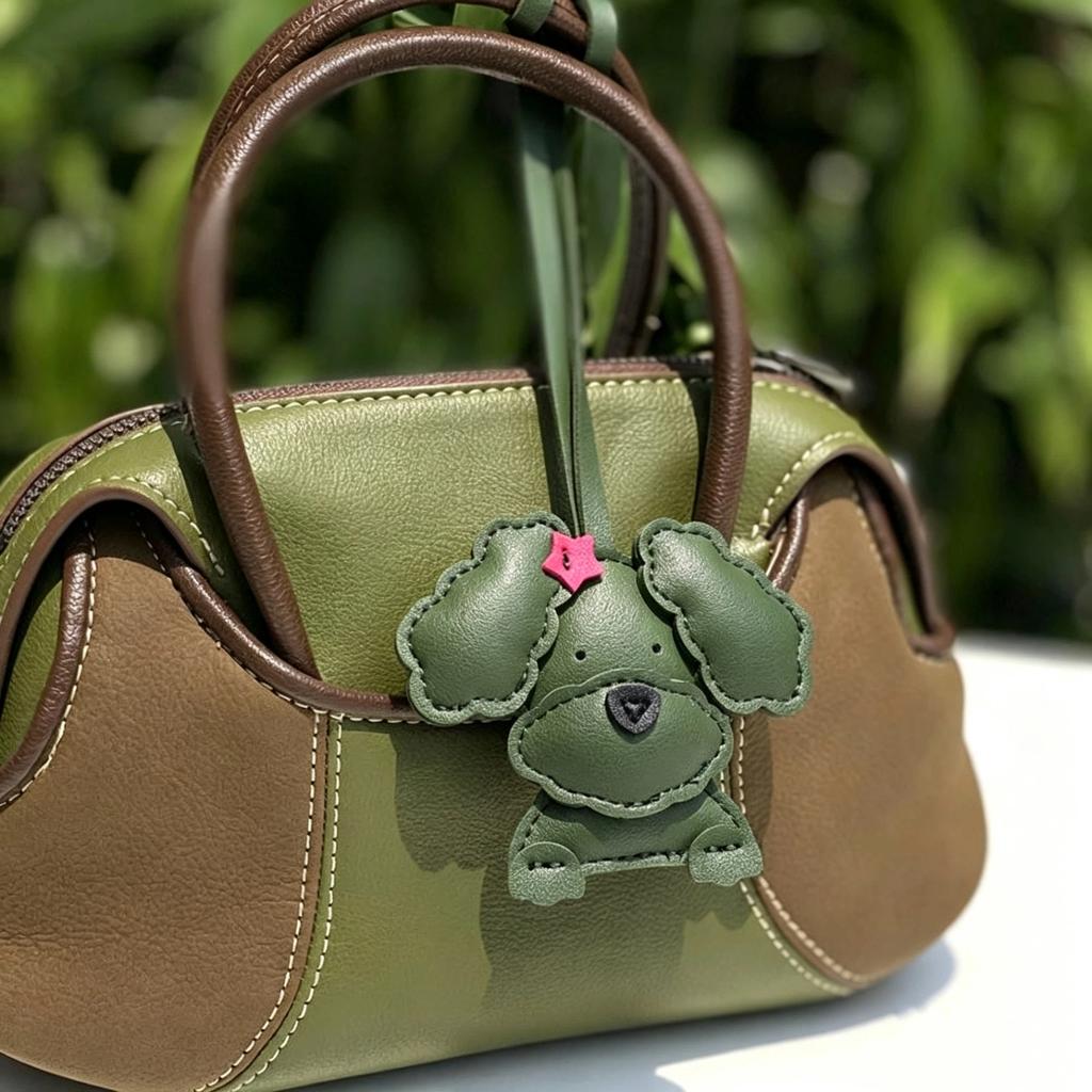 PU Leather Wavy-Eared Teddy Dog Bag Charm Adorable Puppy Purse Pendant Fashion Accessory for Backpack Handbag Decor