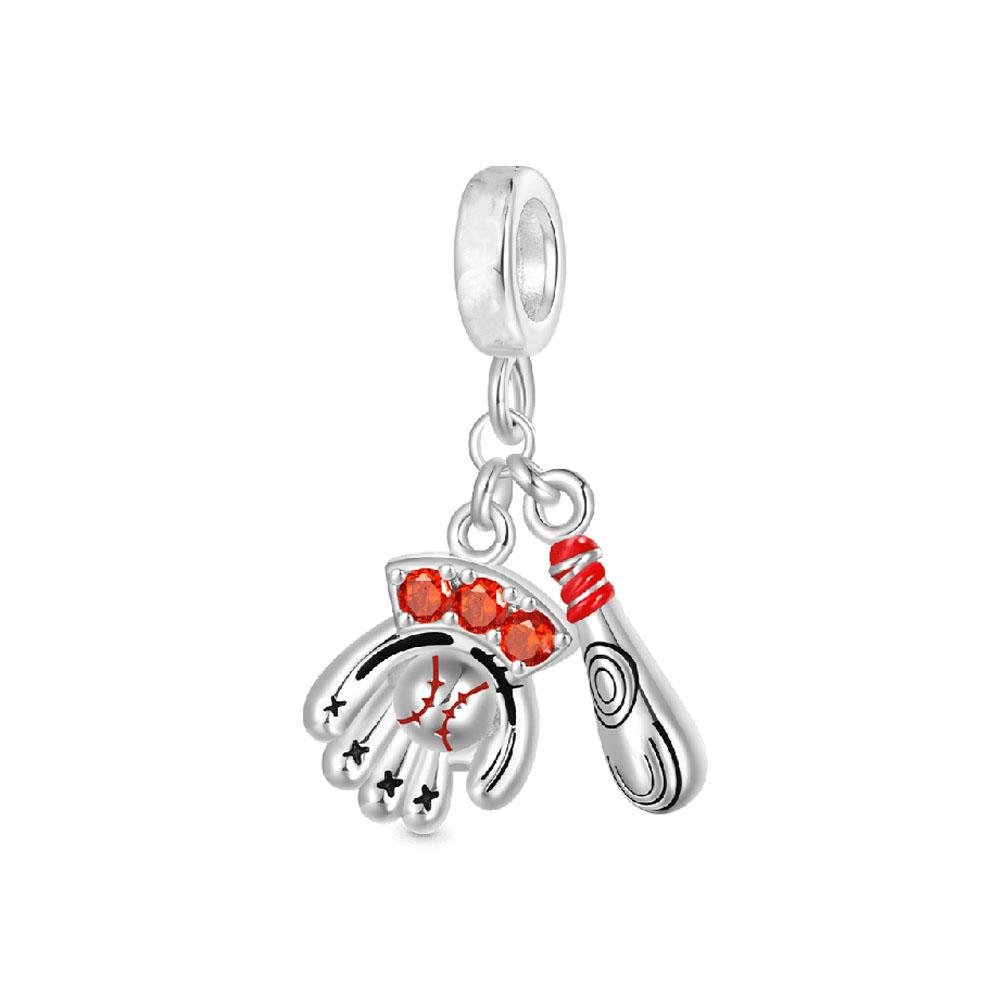 New Copper Charm Football, Baseball, Tennis Dumbbell Pendant, Suitable For European Bracelets And Women'S Jewelry
