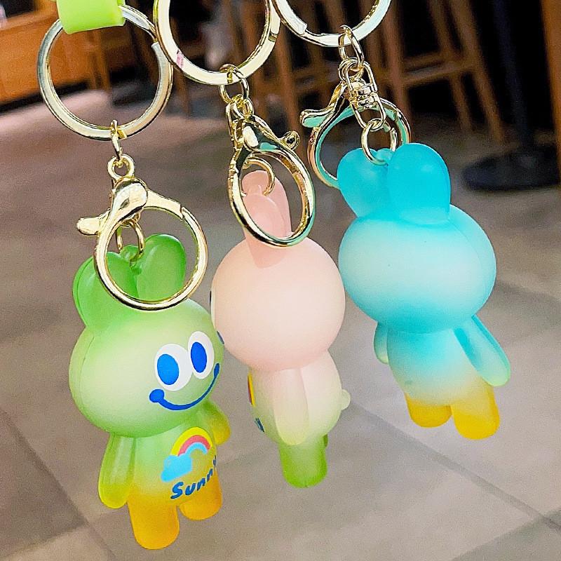 Bunny Adorable Cartoon Keychain Colorful Resin Rabbit Bag Charm Key Accessory