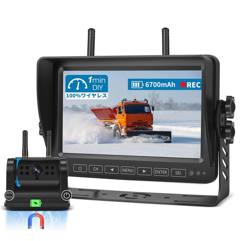 Hizenyo Backup Camera Monitor Set with Recording Backup 3x Zoom Rechargeable Truck Wireless Backup 24V Digital Split Display Compatible with