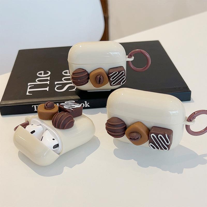 Suitable For Airpodspro2 Earphone Cover Suitable For Apple 3/4 Generation Airpods Protective Case Chocolate Buckle