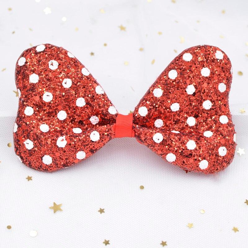 

13 см блестящая ткань в горошек с мягкой аппликацией, мультяшные нашивки для галстука-бабочки для одежды, рукоделия, скрапбукинга красный