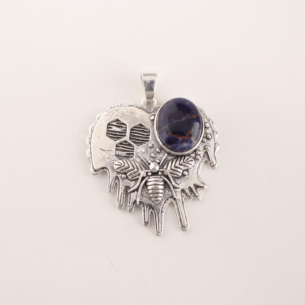 Natural Sodalite Gemstone 925 Sterling Silver Jewelry Girl Unique Pendant 1.49" CP-28-27