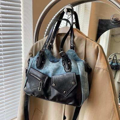 Modna damska torba połączona z retro skórzaną torbą crossbody z fakturą i luksusową lekką torebką
