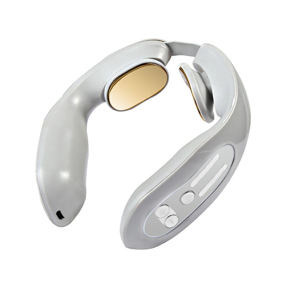Neck Massager Cervical Massage Instrument Micro Current Pulse Vibration Kneading And Neck Physical Therapy Blue Hot Compress Rel
