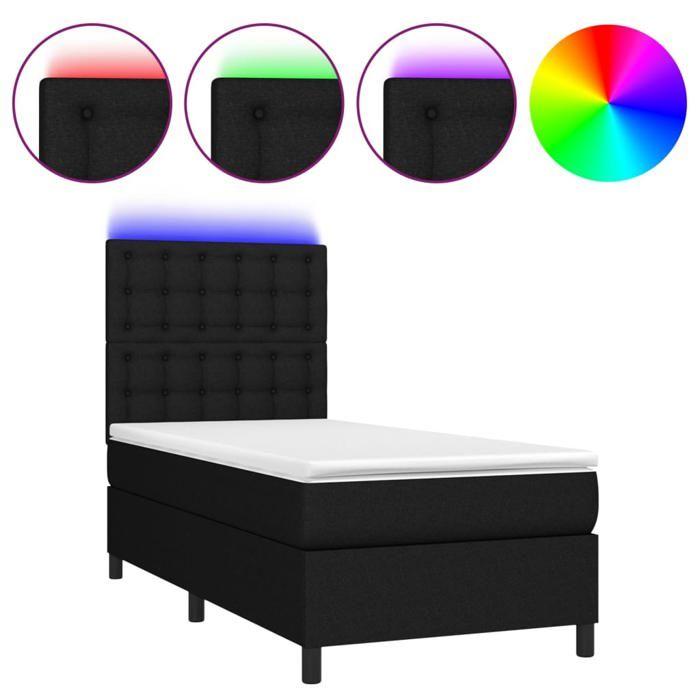 VidaXL Sommier à Lattes de Lit avec Matelas et LED, Lit Rembourré, Lit Simple, Lit Adulte de Chambre à Coucher Intérieur, 3135151