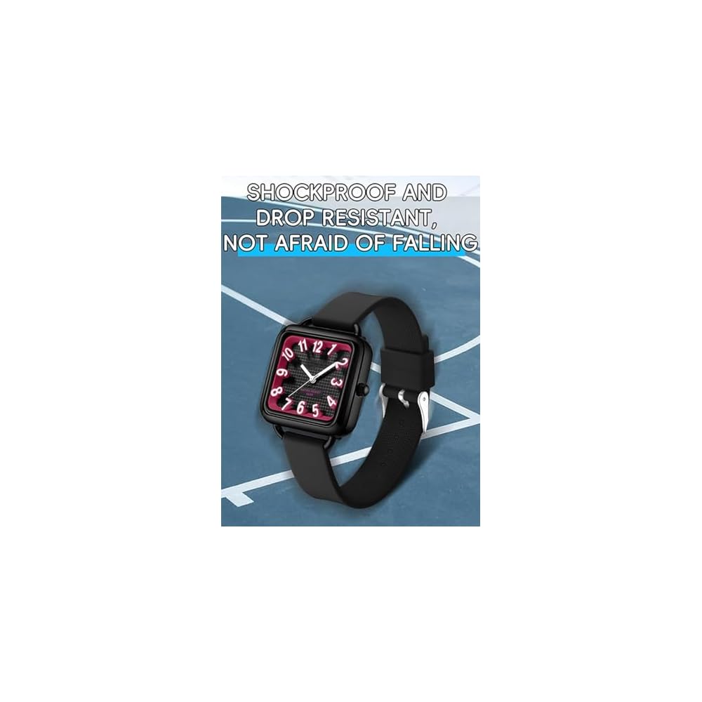 Findtime Unisex Analog Watch Square Face Large Display Waterproof Lightweight 5ATM Casual Silicone Band