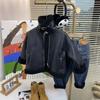 2025 Boys' Autumn & Winter Shearling Fleece-Lined Leather Motorcycle Jacket
