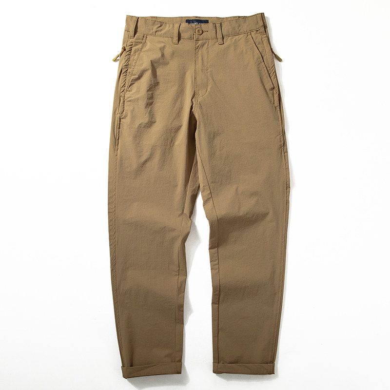 Casual Pants Men s Thin Thin Thin Quick-Drying Pants Summer Casual Business Commuter Tapered Pants Simple and Versatile Kakh EUR32