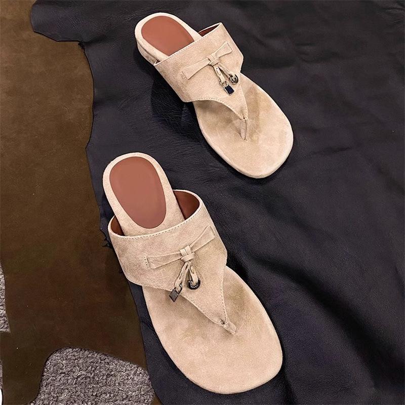 All-round Wear Is Not Greasy~ Retro Versatile Thick Heel New Slippers Women's Outerwear Toe Fashion Roman Sandals Flip-flops