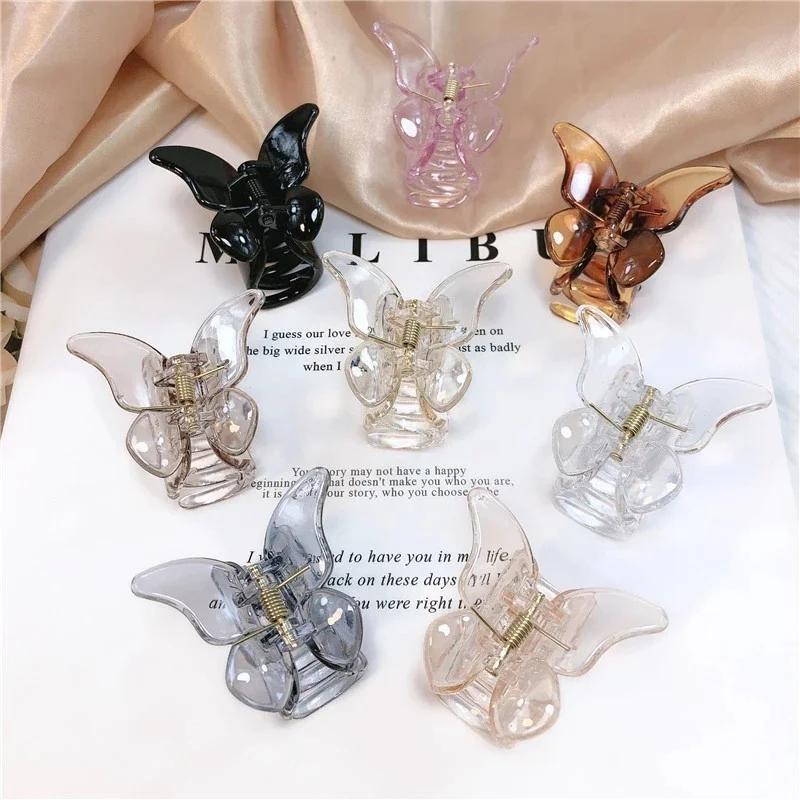 Mini Butterfly Hair Claws Acrylic Sweet Hair Ornament Clip Colorful Hairpins Fashion Hairs Accessories for Women Girls Cute New