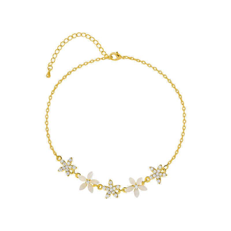 Full Diamond Petal Bracelet Light Luxury Bracelet Adjustment Bracelet Jewelry Gift For Women Girls