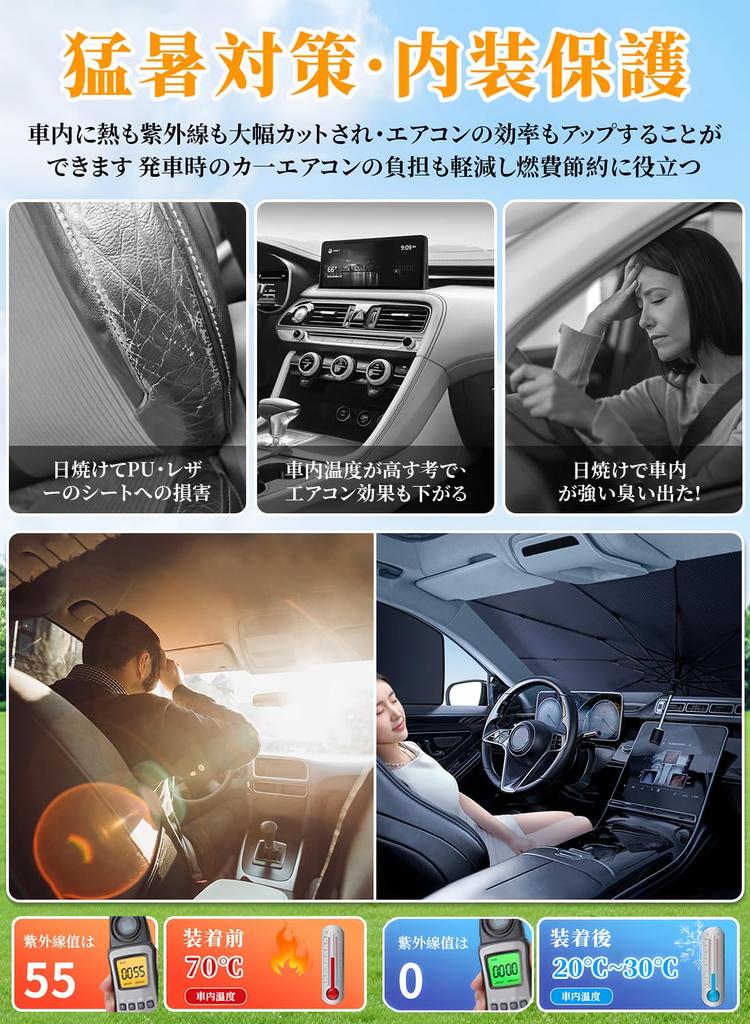 Bhgytec Car Sun Shade (2025 New Design) Car Front Umbrella-Shaped Thin Shade for Light