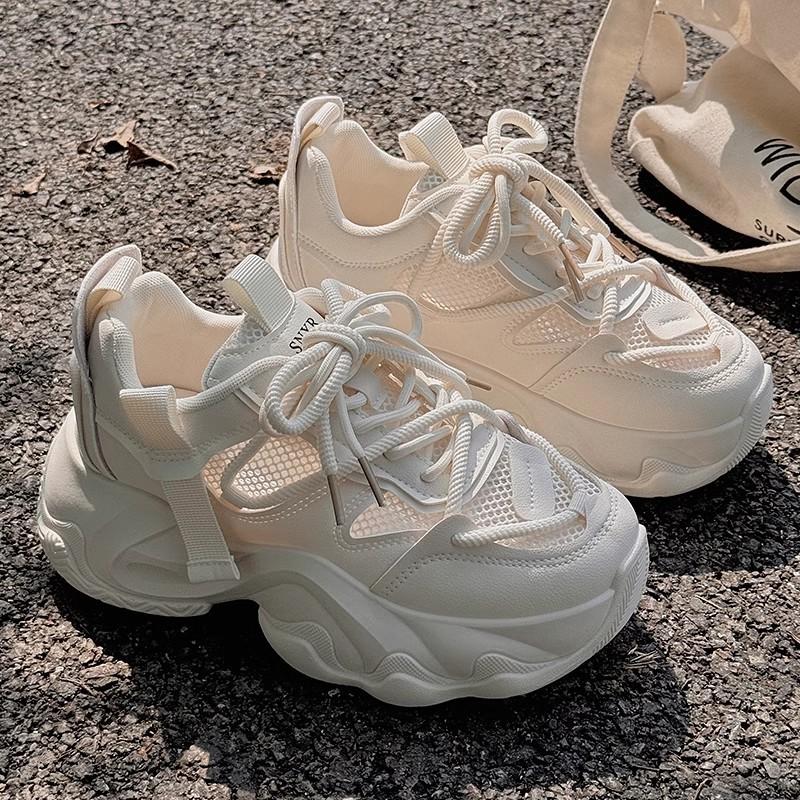 Daddy shoes women's 2025 new spring thick-soled heightening casual shoes muffin shoes little white shoes original design sense