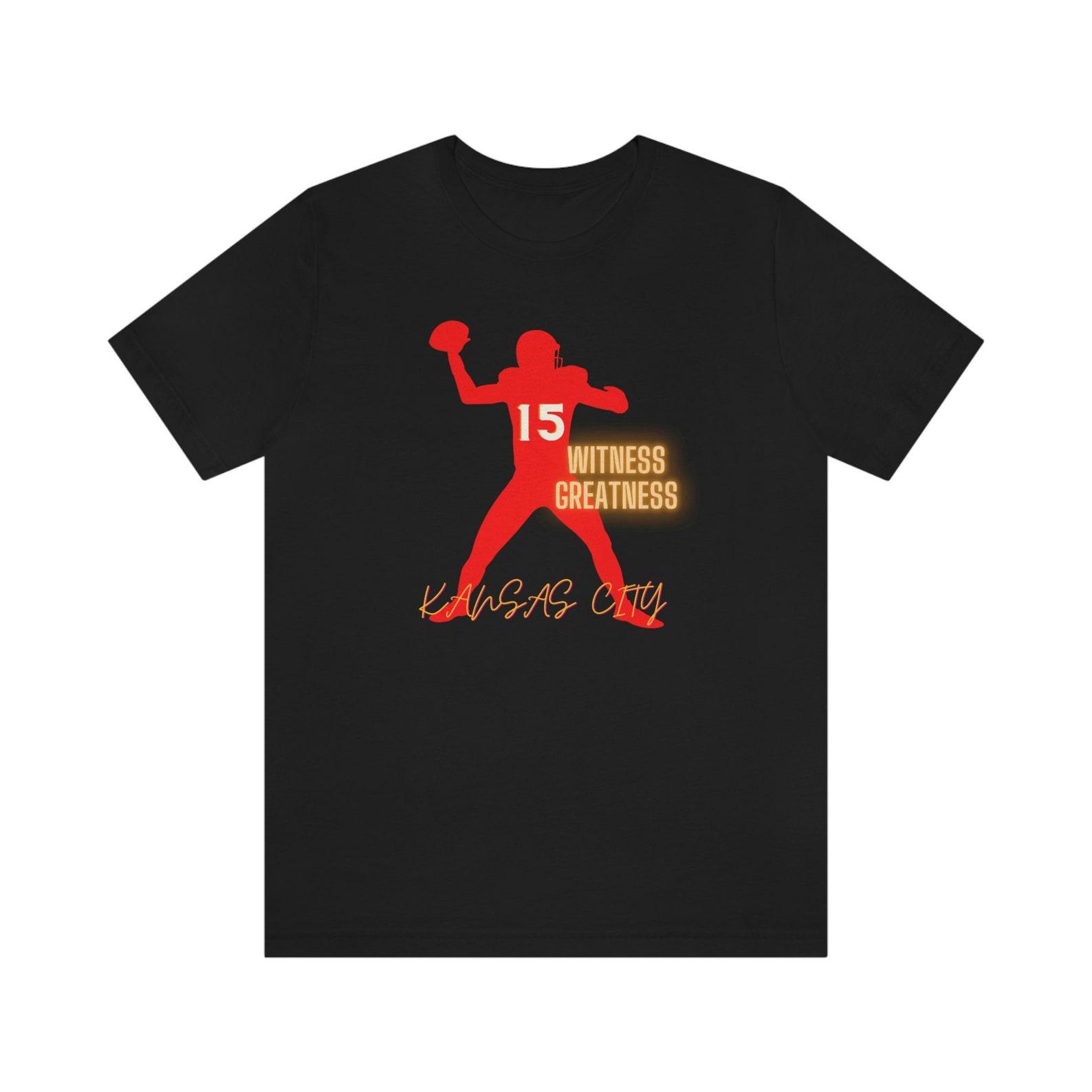 Kansas City Chief s Football, Patrick Mahomes, Witness Greatness, Jersey Short Sleeve Tee, kansas city chiefs, kansas city chiefs shirt 3XL