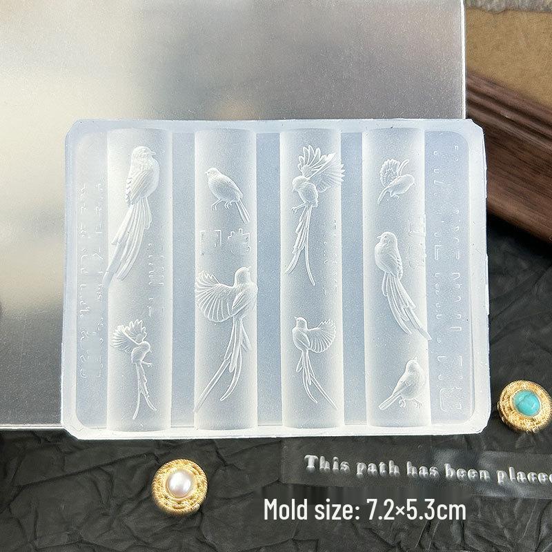 Cartoon Bird & Leaf Embossed Gel Nail Art Mold