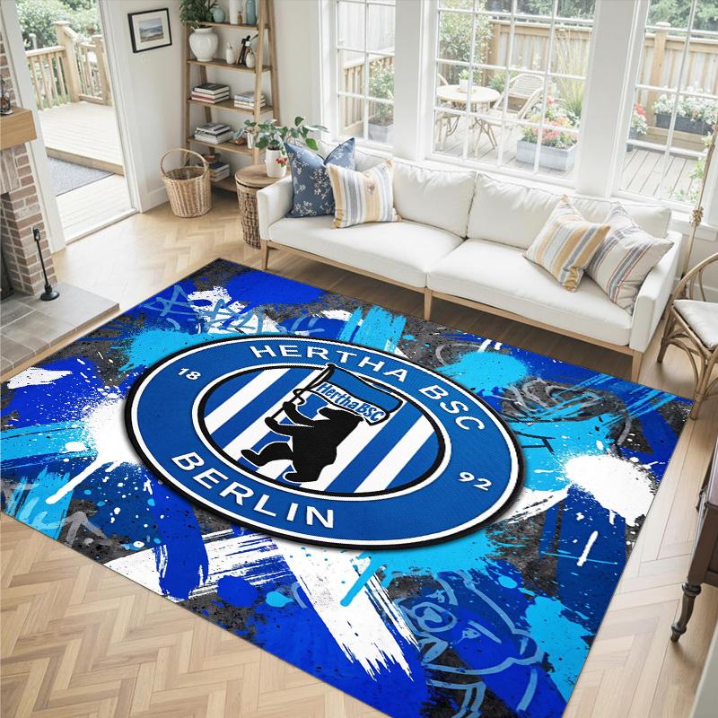 Hertha bsc FC Design Tappeto in Velluto di Cristallo Accogliente Non?Tappeto Stampato Antiscivolo per Camera da Letto Soggiorno Ingresso