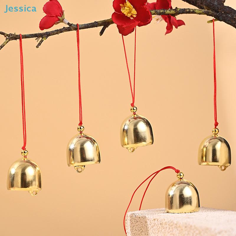 Good Luck Brass Bell Ornaments – Red String Hanging Bells for CNY, Garden & Window Decor