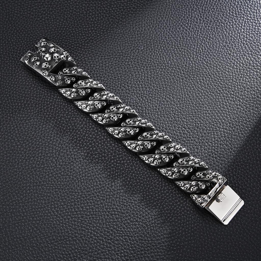 Kalen Gothic 32mm Wide Bracelet for Men Punk Domineering Skull Accessory Heavy Duty Chain Charms Jewelry Gifts