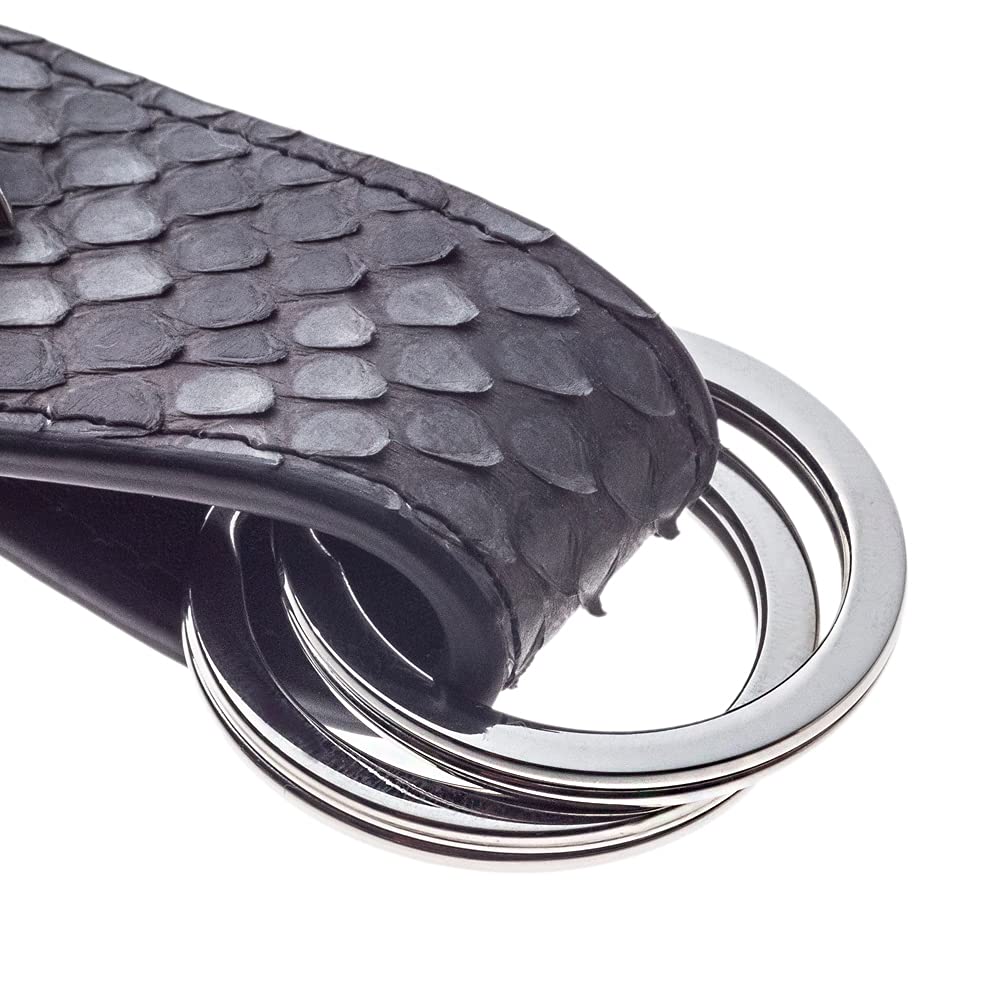 Artemis Classic Karabiner Python Gürtelschlaufe Schlange Marke Schlüssel Rindsleder Edelstahl Zubehör Schlüsselanhänger, Leder, Herren, ACLK0025, Herrenschmuck,