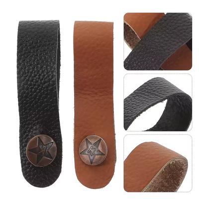 5PCS Guitar Headstock Strap Vintage Style Brown Black Available Removable Anti-Slip PU Leather Strap Tie Instrument Supplies ZYF