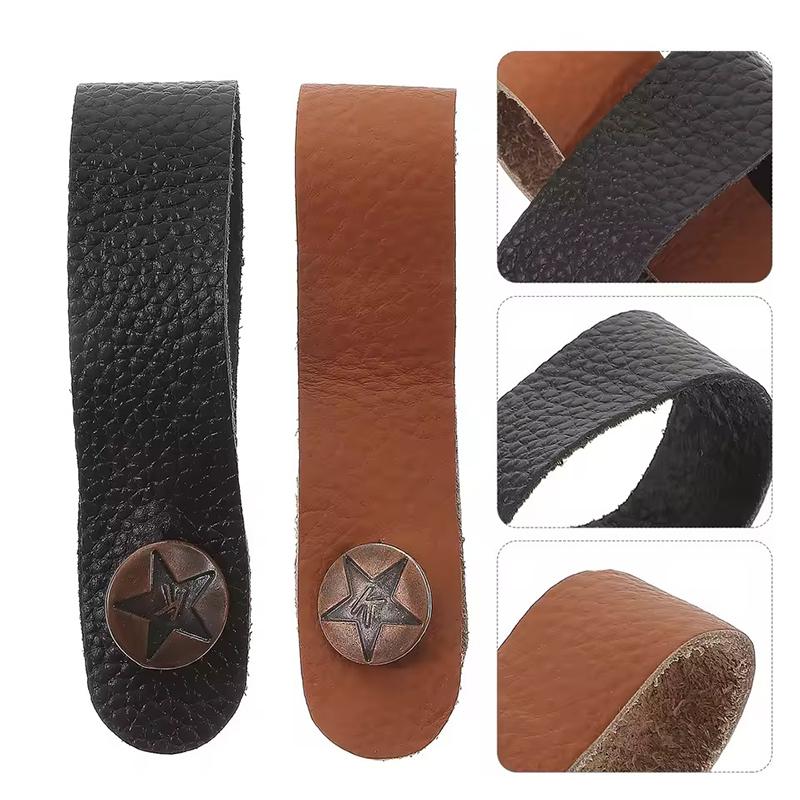 5 Stück Gitarrenkopfplatten-Gurt Vintage-Stil Braun Schwarz Verfügbar Abnehmbarer Anti-Rutsch-PU-Leder-Gurtbinder Instrumentenzubehör ZYF
