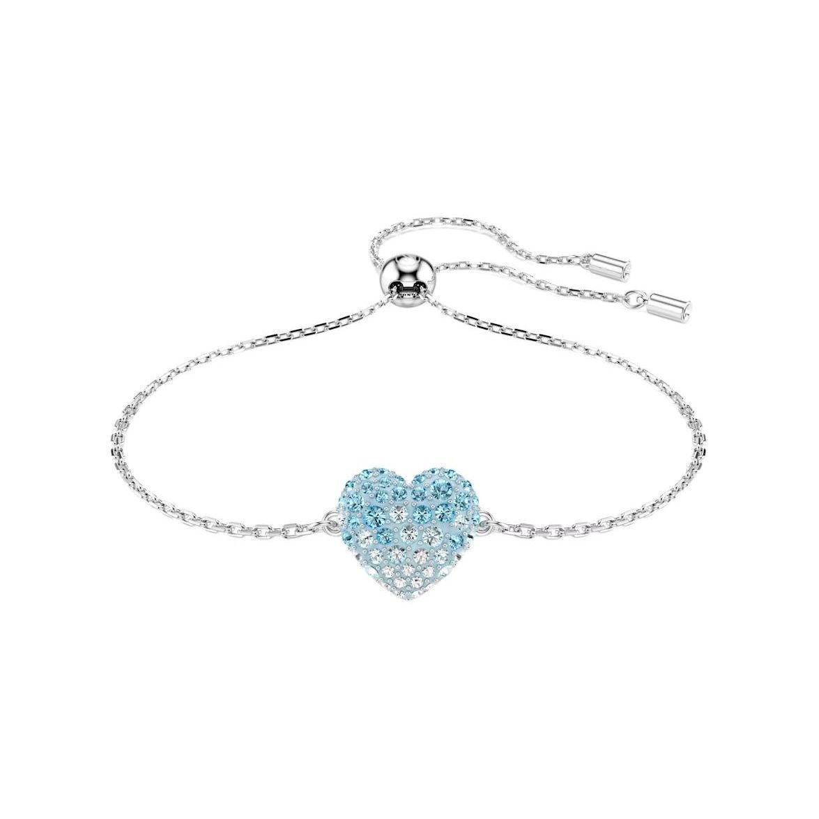 Swarovski Idyllia Heart Pattern Rhodium-Plated Crystal Bracelet Women bracelet Blue 5687621 Shopping Bag
