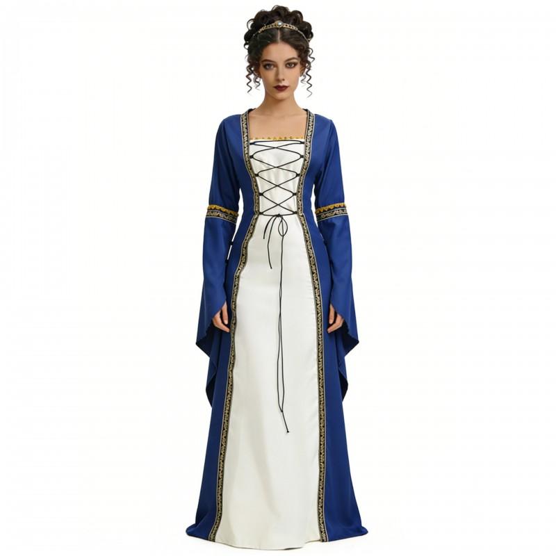 Medieval Gothic Costume Dress With Cape Women Halloween Party Cosplay Victorian Renaissance Outfit S-5XL