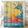 Watercolor Sunburst Shower Curtain Vivid Blue Red Yellow Design for Bathroom Decor