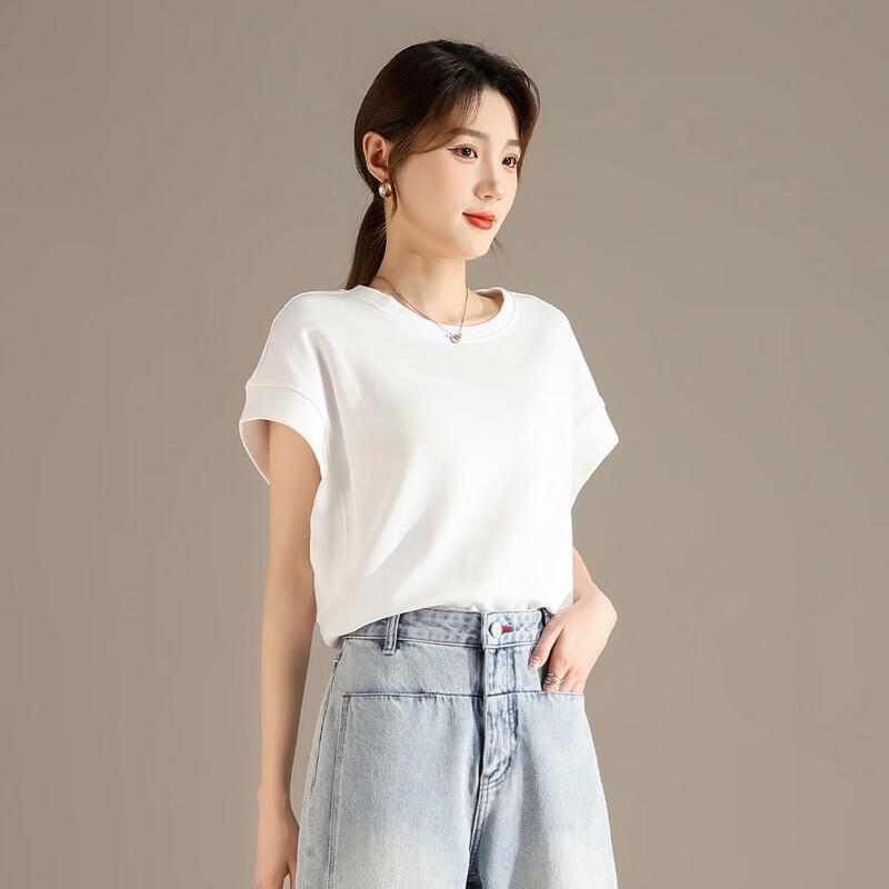 RAIN.CUN Women s Loose Round Neck Short Sleeve T-Shirt M