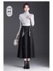 Winter 2025 High-Waisted A-Line Wool Skirt with Thick Hem - Mid-Length Slimming Casual Design