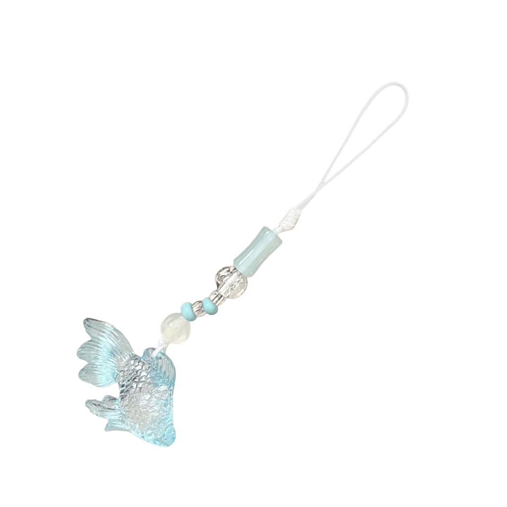 Ręcznie robiony koralikowy smycz do telefonu z unikalną zawieszką w kształcie złotej rybki Przenośny Wyjątkowe prezenty dla modnych kobiet do codziennego użytku