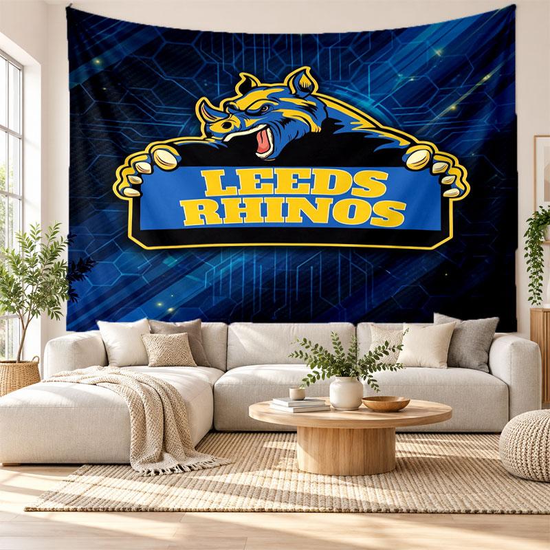 Arazzo da Parete Leeds Rhinos, Appeso a Parete in Tessuto Morbido, Sfondo Decorativo per Camera da Letto Arte da Parete per la Casa